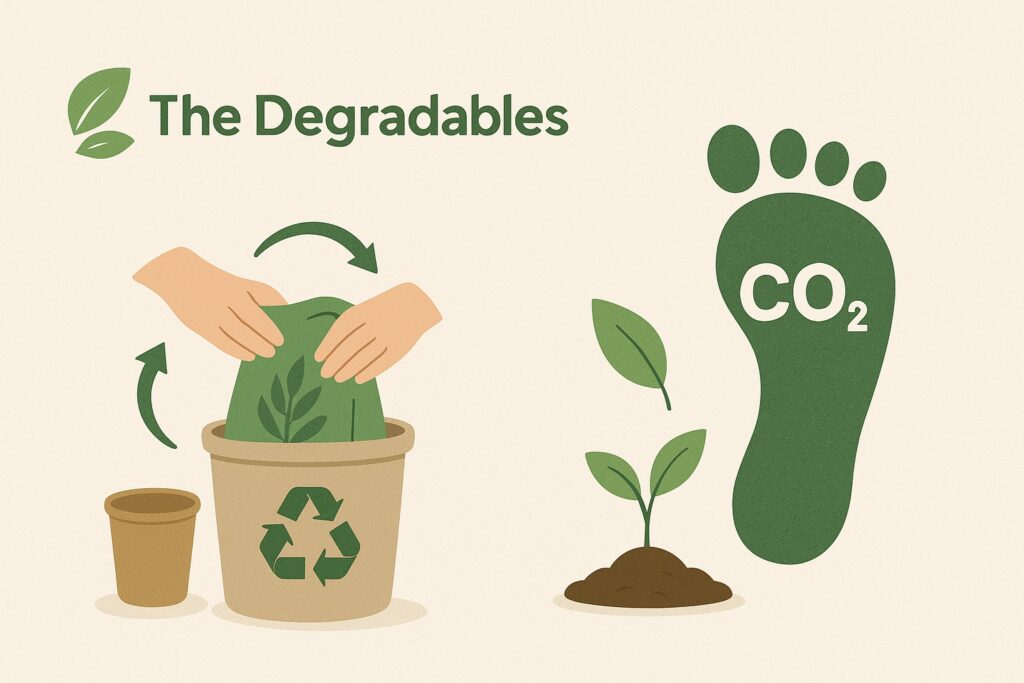 This picture shows the green carbon foot print and idea of using sustainable packaging.