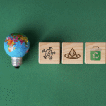 Earth is represented instead of glass of the bulb and some earth friendly materials