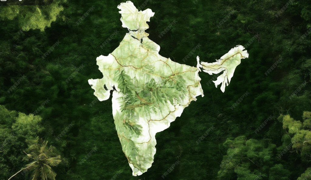 India map in green colour represents sustainable packaging angle