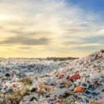 Huge landfill with non biodegradable plastics