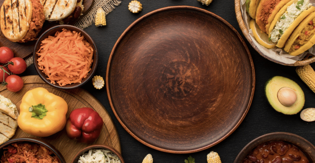 Food in biodegradable plates