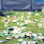 This picture shows the gravity of waste generated after festivals to create awareness for using biodegradable plates.